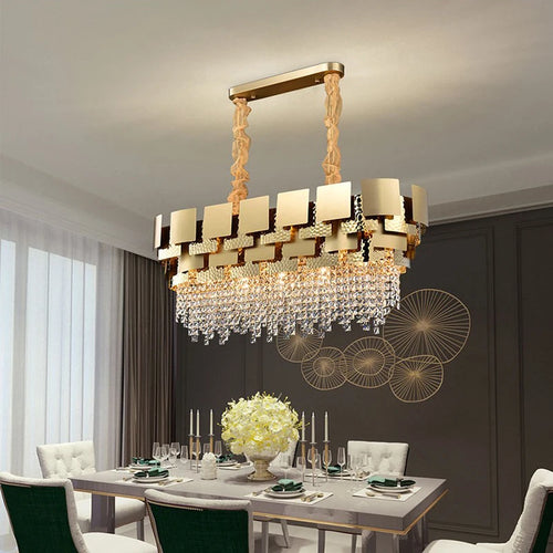 lustre rectangulaire moderne en cristal pour intérieur élégant - vue 2 sur 11