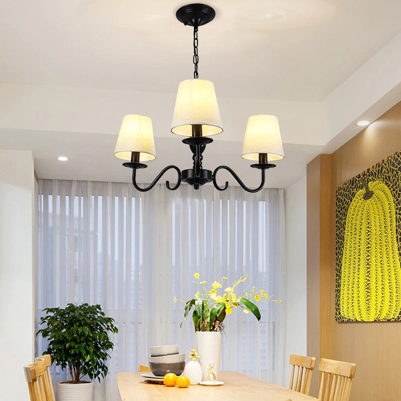 lustre en fer noir avec abat-jour pour intérieur élégant - vue 4 sur 10