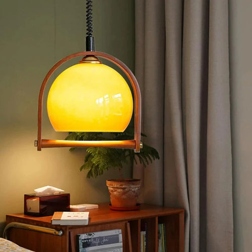 suspension en verre et bois style moderne hauteur réglable pour intérieur - vue 3 sur 8