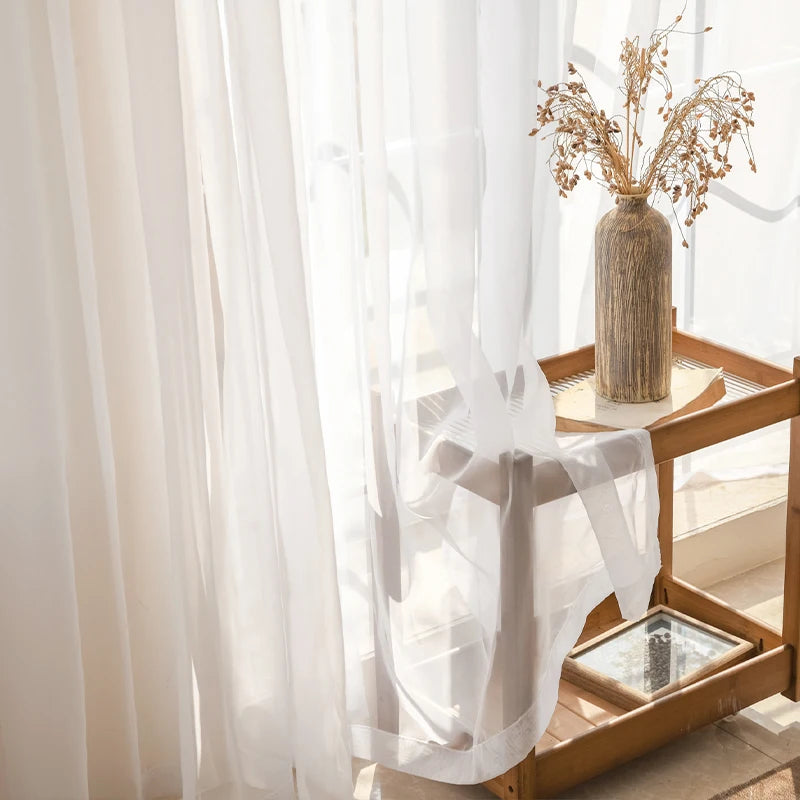 Voilage tulle moderne transparent pour fenêtre salon décoration - vue 3 sur 7