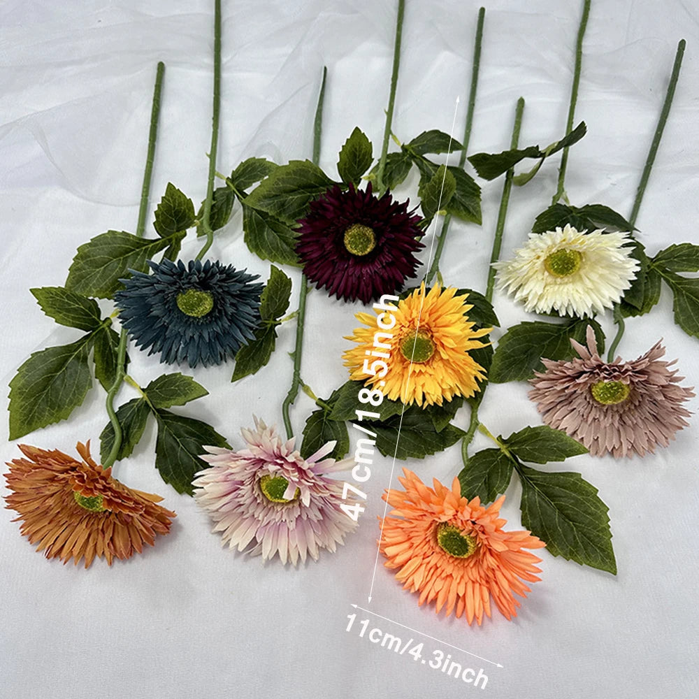 gerbera simple avec feuilles pour décoration de mariage et fête - vue 4 sur 15