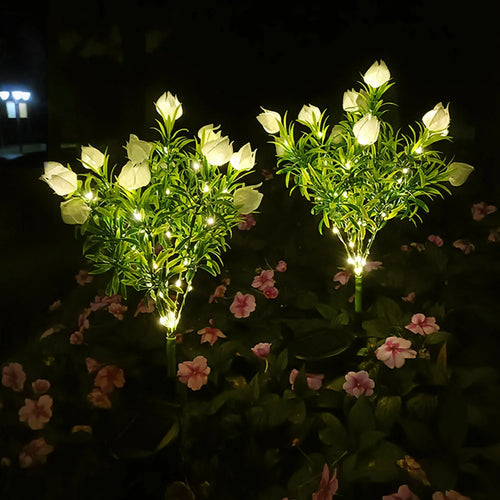 lampe solaire décorative pour jardin en forme de fleur lumineuse - vue 2 sur 8
