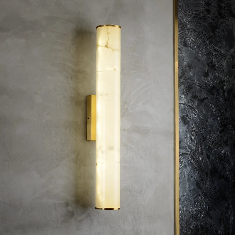 Applique murale LED cylindrique en marbre naturel