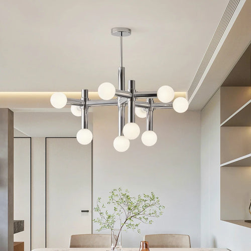 lustre moderne design nordique en verre et métal - vue 3 sur 7