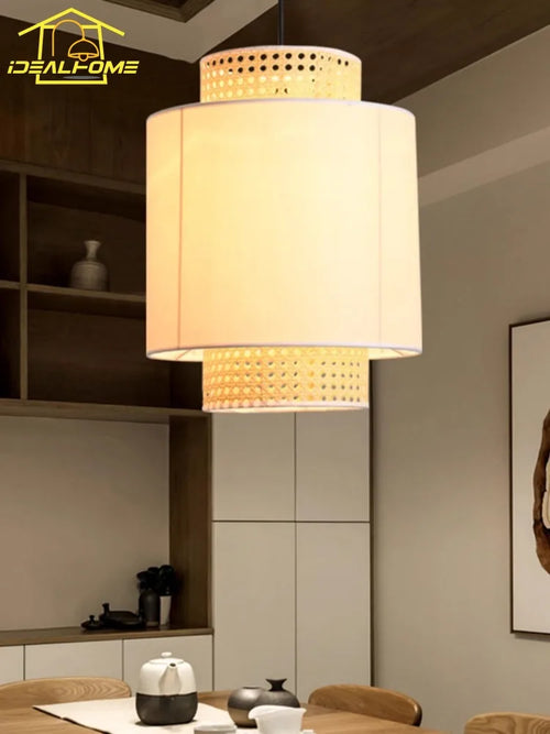 suspension en rotin tissé japonais style wabi-sabi décorative pour intérieur - vue 3 sur 27