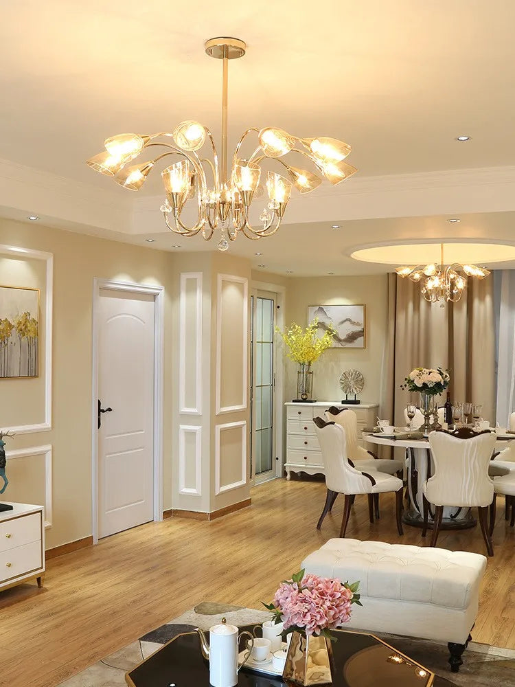 lustre en cristal nordique luxe moderne rétro éclairage décoratif - vue 3 sur 14