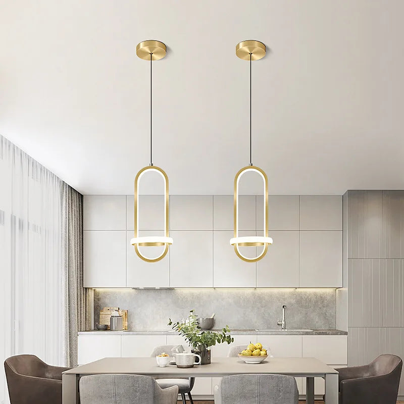 Suspension LED moderne lumières noir/or Lustre Table salle à manger cuisine Lustre lampe suspendue luminaire décor à la maison éclairage intérieur - vue 2 sur 7