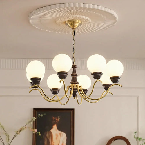 Lustre Luxe cuivre LED verre rond salon chambre décor intérieur salle à manger - vue 2 sur 12