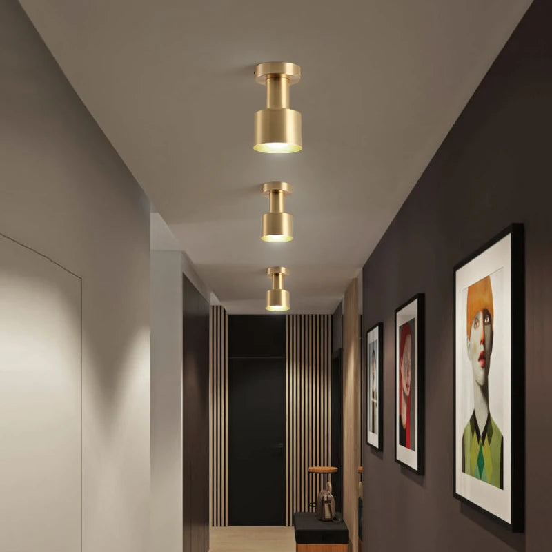 Balcony, American All Copper Ceiling, Small Ceiling Lamp, Nordic Modern Simple Cloakroom, Creative Porch, Entrance Hall Lamp - vue 3 sur 9
