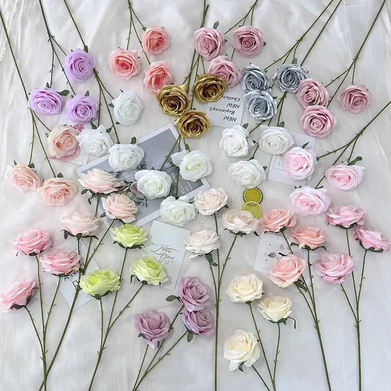 branches de roses artificielles en soie pour décoration élégante - vue 5 sur 40