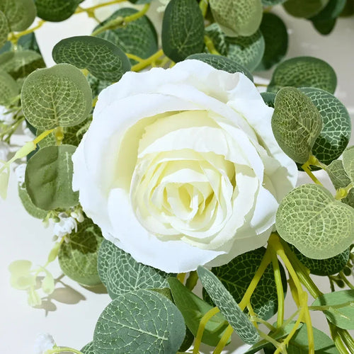 fleurs artificielles roses et plantes vertes pour décoration intérieure - vue 3 sur 6