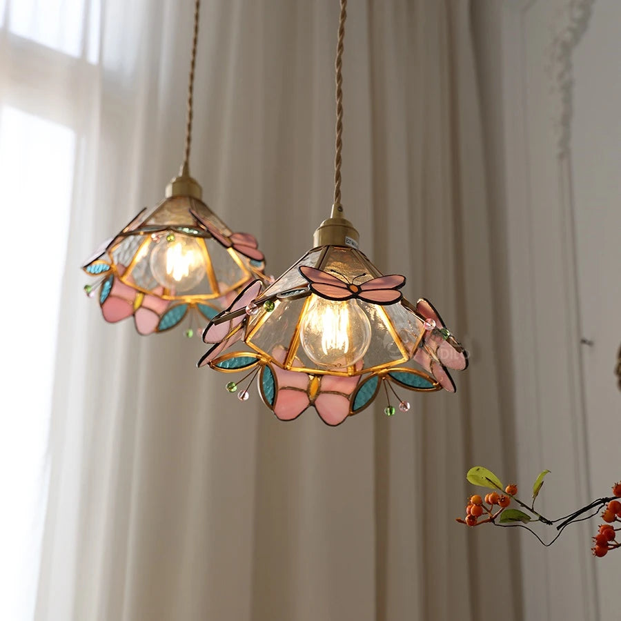iwhd lampe à main led moderne en verre cuivre papillon - vue 10 sur 28