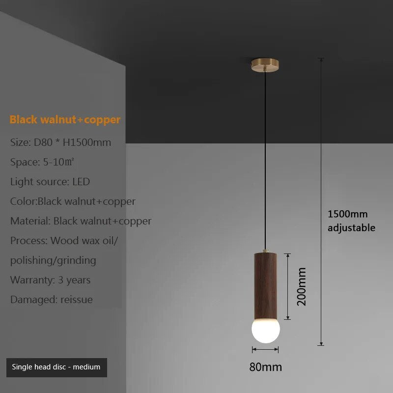 suspension noyer lustre chinois barre tête lampes - vue 8 sur 13