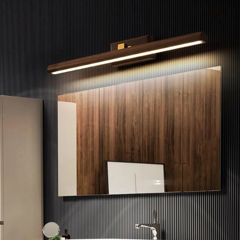Nordique 40cm bois miroir avant lampe LED intérieur applique murale pour armoire salle de bain chevet lecture maison intérieur décor applique murale 6pa - vue 4 sur 7