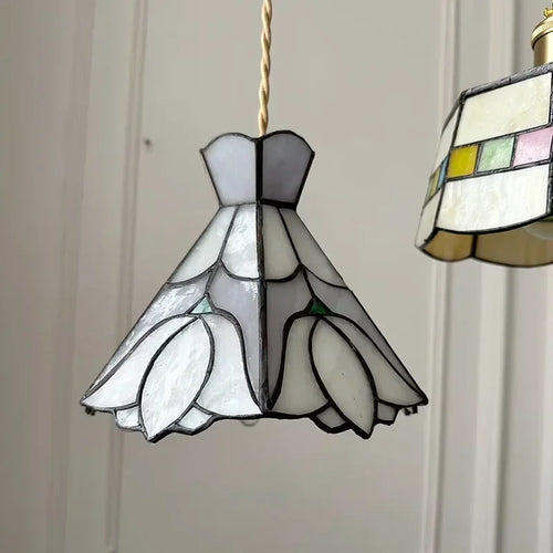lustre en verre fait main style tiffany pour décoration intérieure - vue 7 sur 15