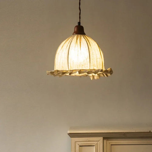 lustre en forme de bourgeon romantique en coton et lin - vue 3 sur 8