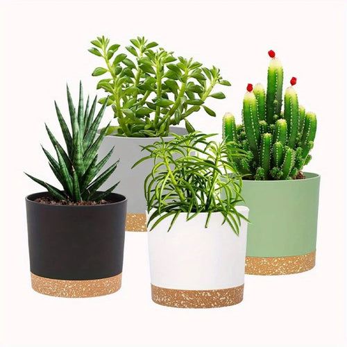 lot de 4 pots de fleurs ronds avec fond amovible et respirant - vue 10 sur 11