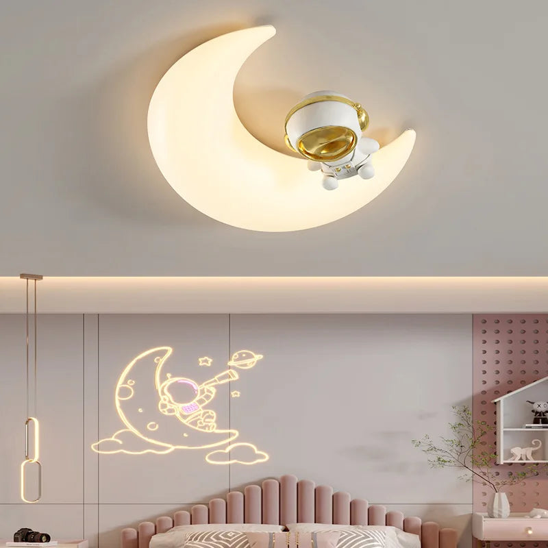Cartoon Children's Ceiling Lamp Bedroom Ceiling Light Astronaut Star Cloud Moon Lights for Girl Boy Student Baby Room Lighting - vue 1 sur 9