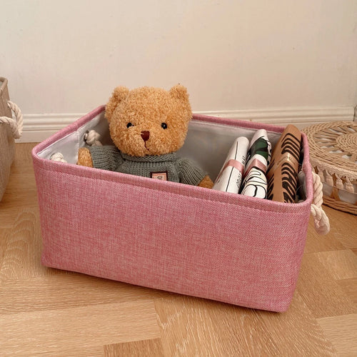 boîte de rangement en lin pour vêtements et jouets divers - vue 12 sur 12