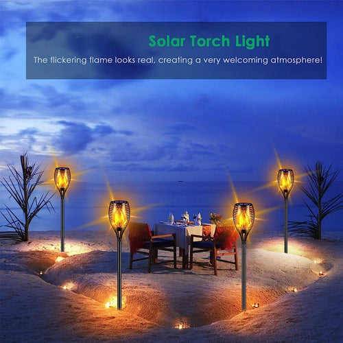 lampes solaires extérieures led flamme vacillante étanche jardin éclairage paysager - vue 6 sur 8
