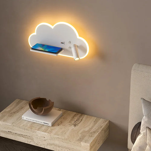 lampe de lit led multifonction avec chargeur sans fil usb - vue 2 sur 8