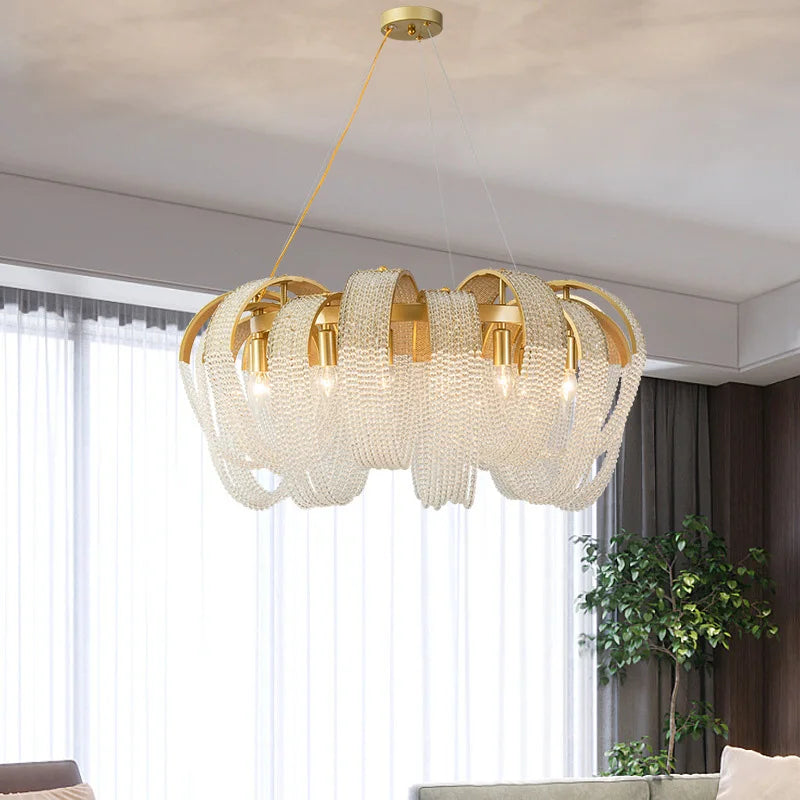 Lustre en cristal à pampilles de luxe américain post-moderne - vue 3 sur 10