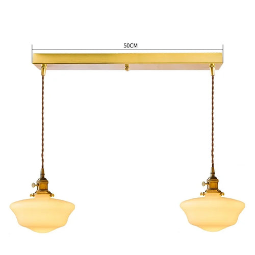 Suspension nordique moderne douille en cuivre abat-jour en verre blanc chambre salon suspension LED luminaires - vue 29 sur 30