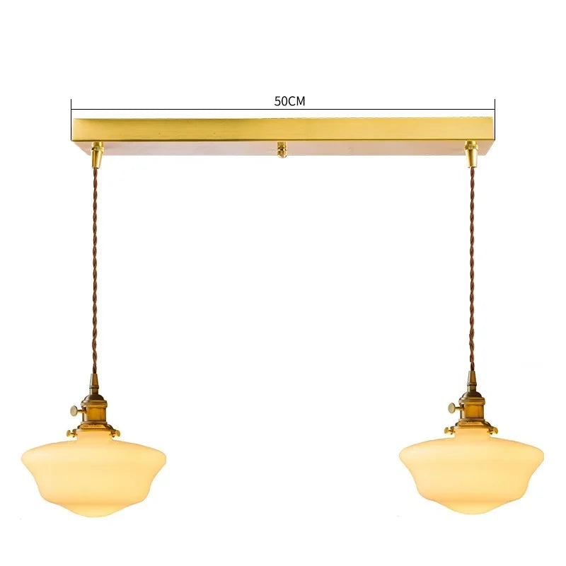 Suspension nordique moderne douille en cuivre abat-jour en verre blanc chambre salon suspension LED luminaires - vue 28 sur 30