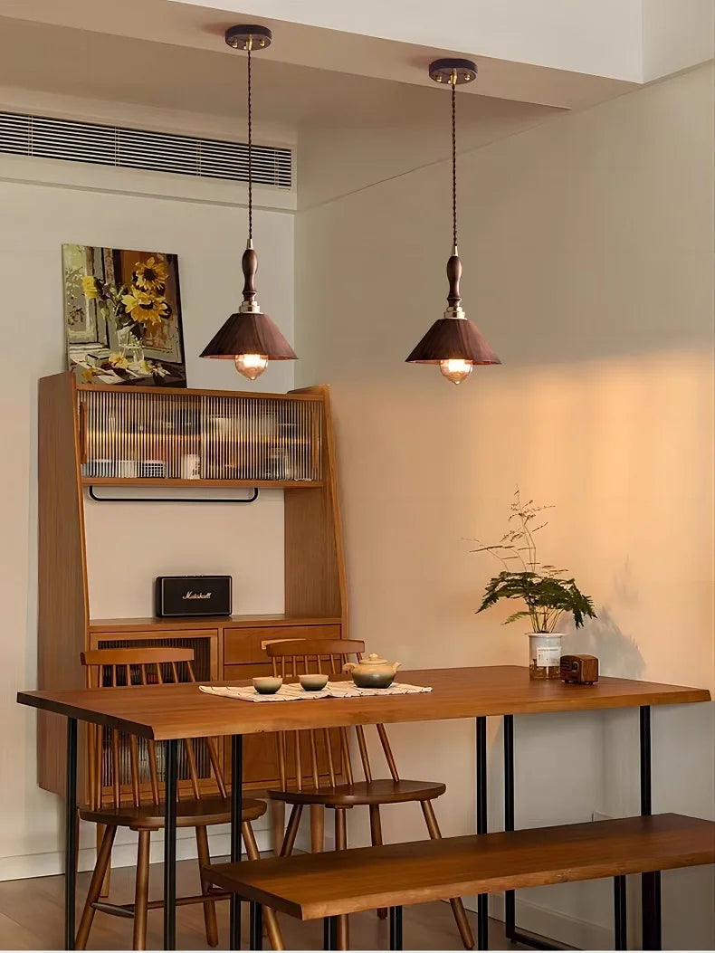 lustre en bois massif style japonais pour intérieur élégant - vue 4 sur 7