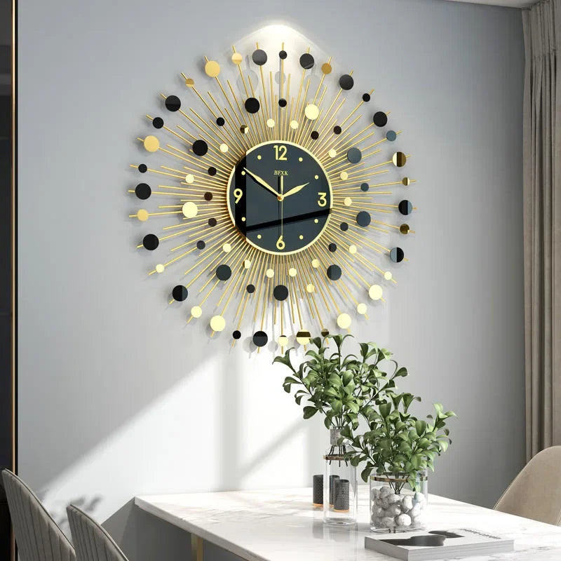 horloge murale luxe design créatif silencieuse pour décoration moderne - vue 3 sur 8