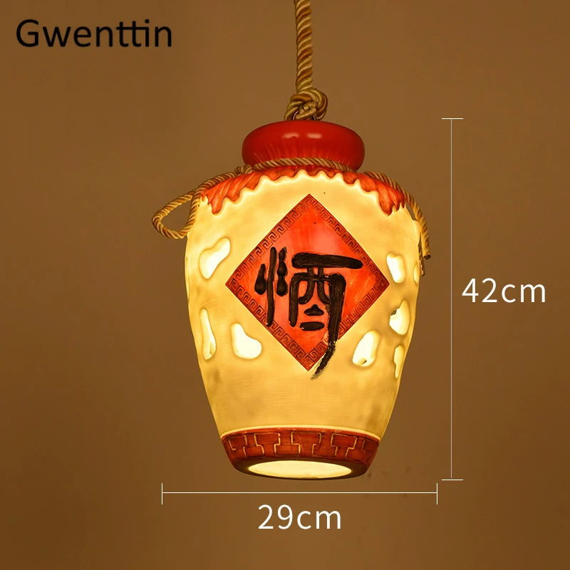 suspension pot à vin style chinois pour décoration intérieure - vue 12 sur 12