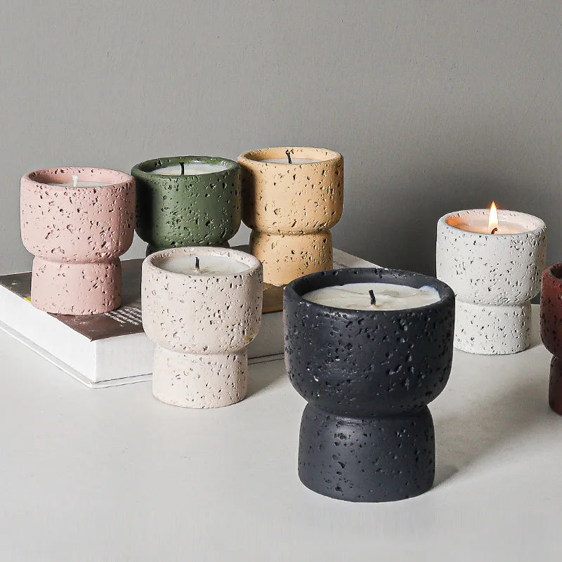 bougie parfumée en ciment style européen pour décoration artisanale - vue 4 sur 10