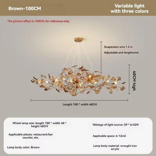 lustre romantique nordique artpad avec feuilles en acrylique pour la maison - vue 16 sur 21