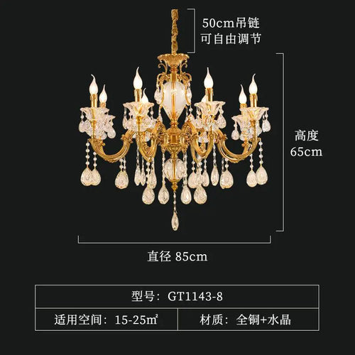 lustre moderne à led en cristal et cuivre - vue 10 sur 9