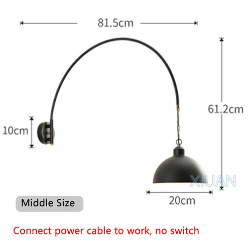 Long Pole Wall Lamps Industrial Vintage Living Room Wall Light Long Swing Arm Restaurant Dining Table Wall Mount Lights Black - vue 15 sur 14