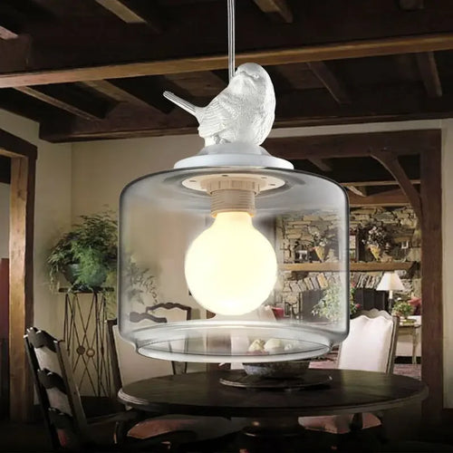 Suspension moderne créatif oiseau led en verre - vue 4 sur 8