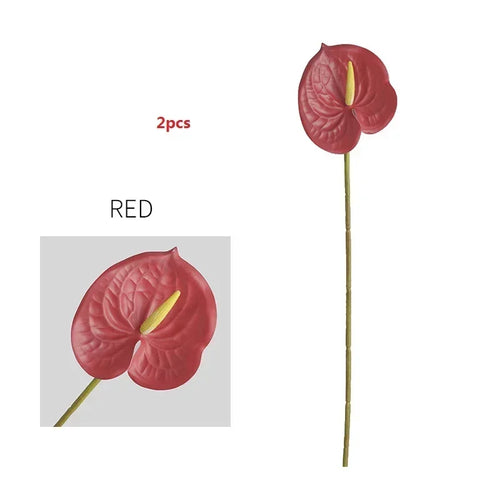 feuilles d'anthurium artificielles pour décoration florale et jardin - vue 16 sur 24