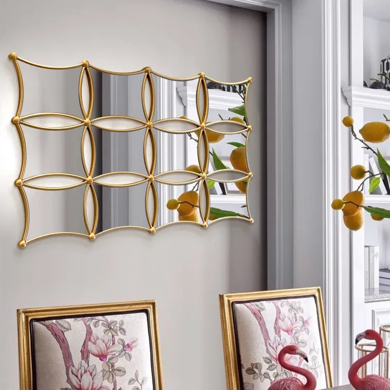 décoration murale en métal style nordique miroir de luxe en fer forgé - vue 5 sur 18