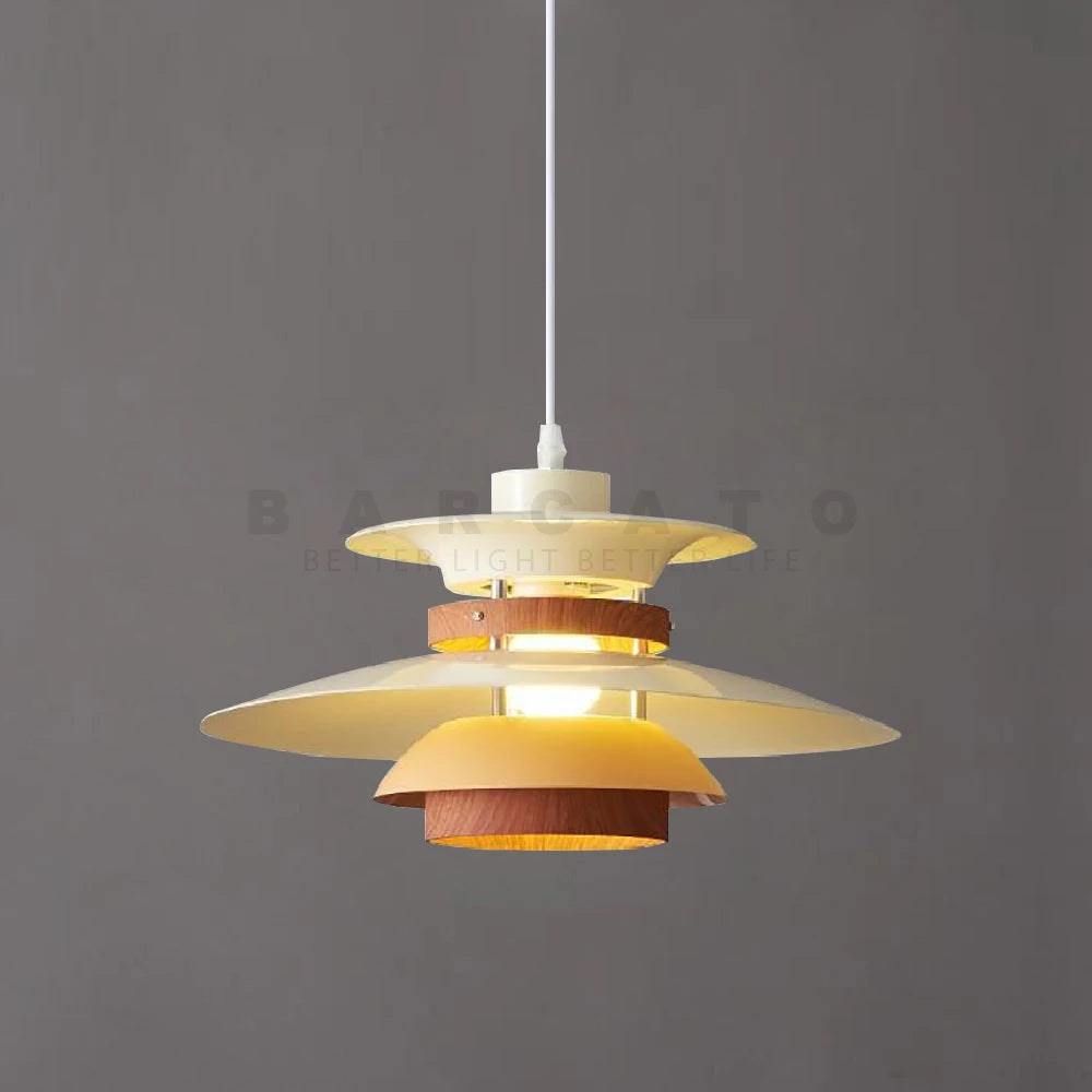 lustre design danois led rétro noyer lampe suspendue - vue 1 sur 12