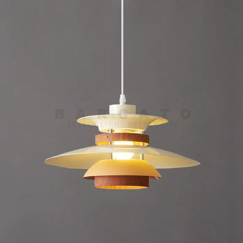 lustre design danois led rétro noyer lampe suspendue - vue 2 sur 12