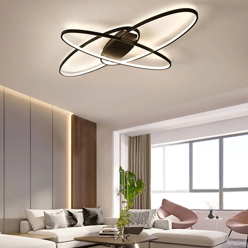 plafonnier led décalé 3 ellipses télécommande - vue 2 sur 8