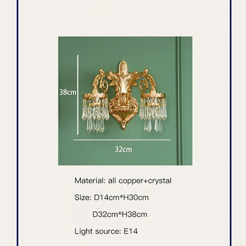 applique murale classique luminaire décoratif en cristal pour intérieur - vue 7 sur 8