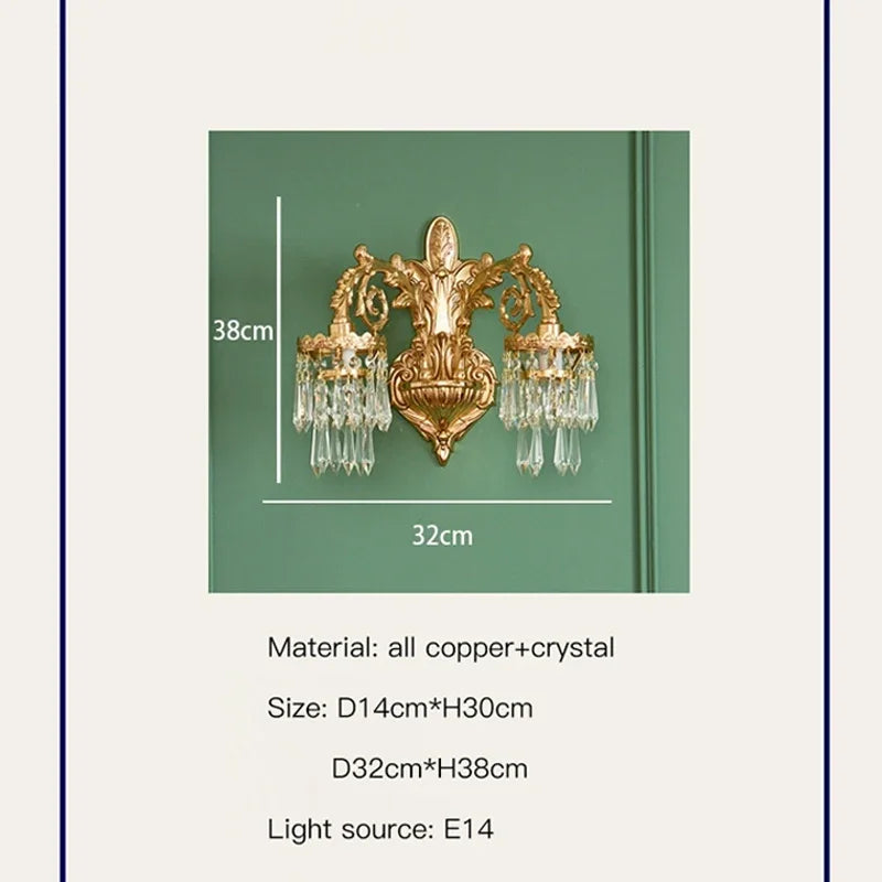 applique murale classique luminaire décoratif en cristal pour intérieur - vue 6 sur 8