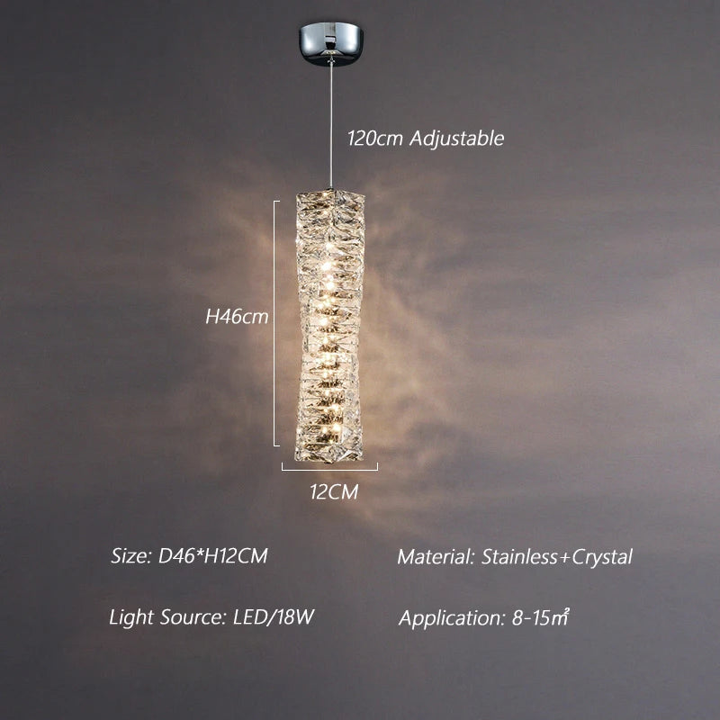 suspension nordique moderne en acier inoxydable et cristal décoratif - vue 16 sur 18