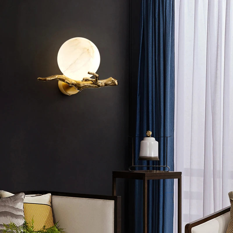 applique murale de luxe en cuivre marbre et laiton - vue 4 sur 7