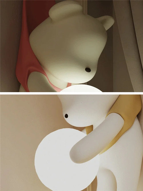 applique murale Style crème résine ours nordique LED salon chambre enfants chambre moderne créatif décor à la maison - vue 6 sur 8
