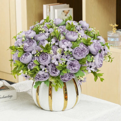 bouquet de pivoines artificielles pour mariage et décoration festive - vue 3 sur 12