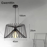 suspension créative en fer avec éclairage led décoratif