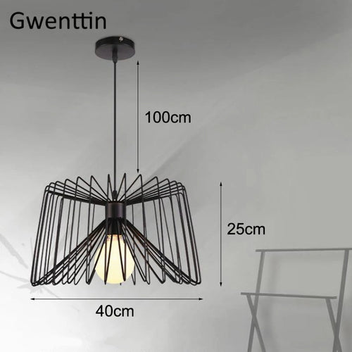 suspension créative en fer avec éclairage led décoratif