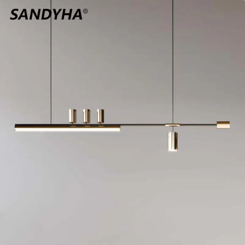 SANDYHA Restaurant moderne Lustres bande linéaire lampe à LED salle à manger Lustre Salon Design Luxe Luminarias Pendentes E Lustres - vue 3 sur 15